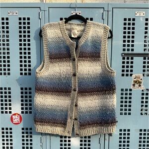 Vintage 90s St John’s Bay Striped Chunky Knit Sweater Vest